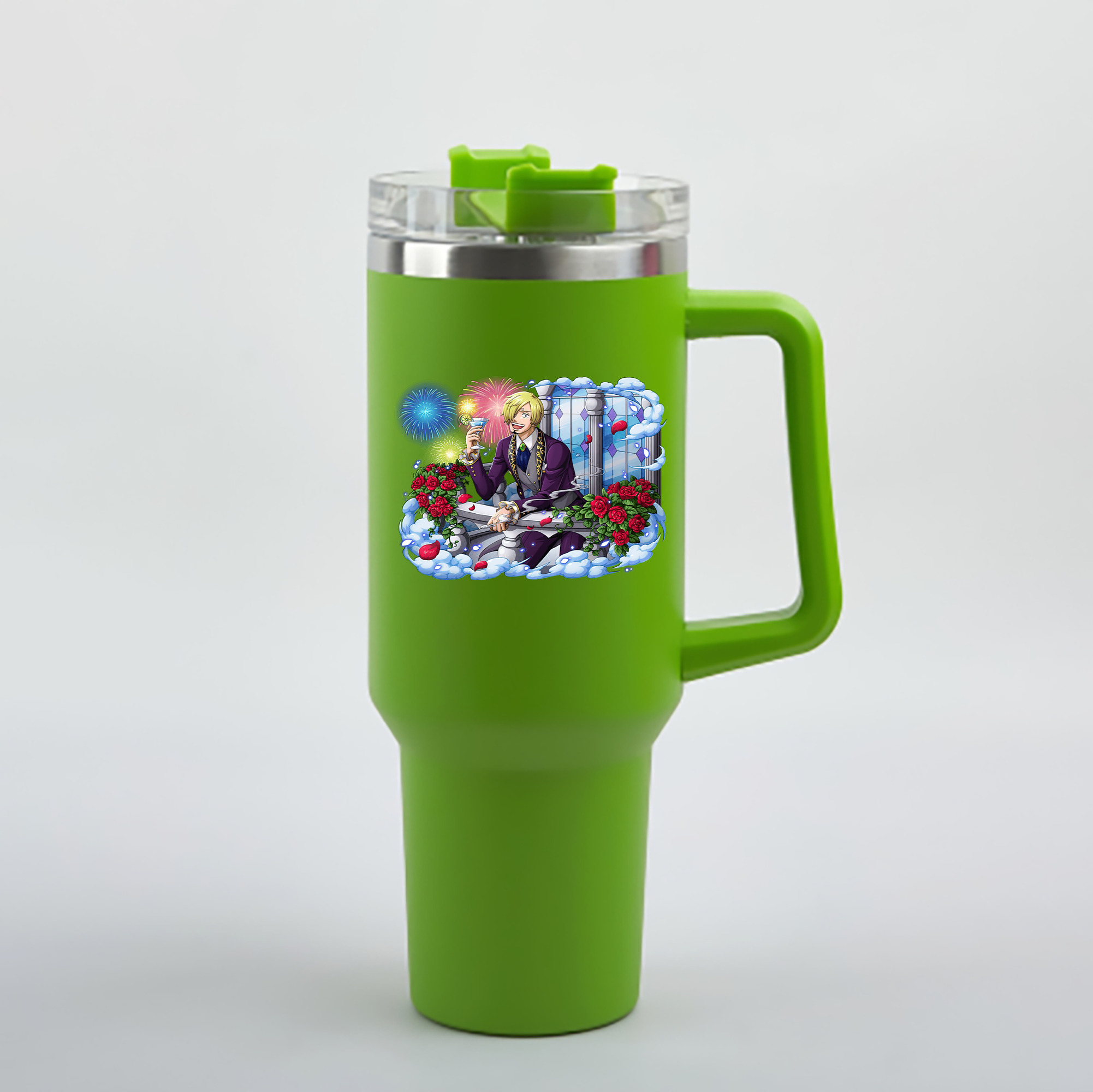ワンピース サンジ ONE PIECE Sanji 1200mL車用タンブラー - クリスタルステッカー（プラスチックストロー付き）